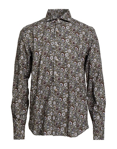 ALESSANDRO GHERARDI Patterned shirt Military green 100% Cotton
