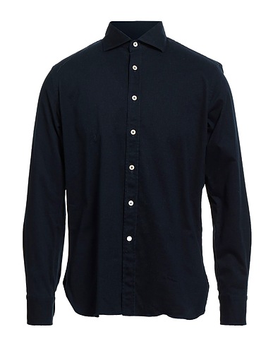 ALESSANDRO GHERARDI Solid colour shirt Midnight blue 97% Cotton, 3% Elastane