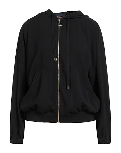 LUISA SPAGNOLI Hooded track jacket  Black 100% Polyester