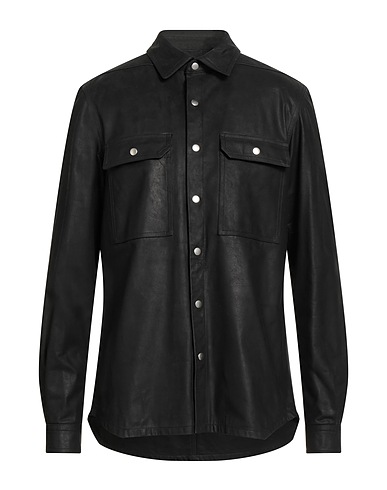 RICK OWENS Solid colour shirt Black 100% Calfskin