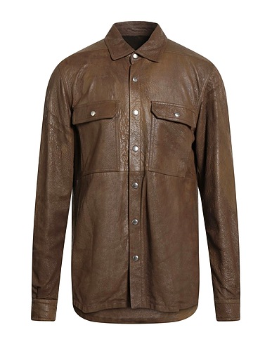 RICK OWENS Solid colour shirt Khaki 100% Lambskin