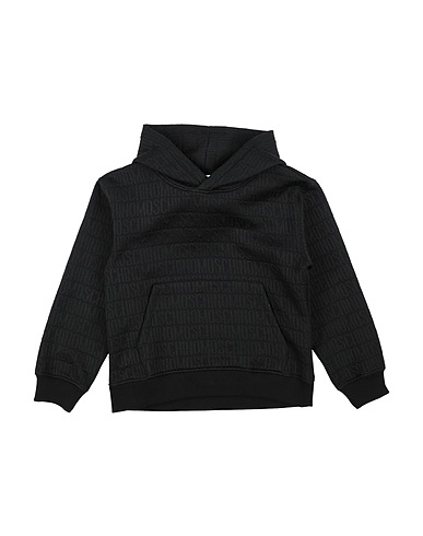 MOSCHINO KID Hooded track jacket  Black 60% Polyester, 40% Cotton