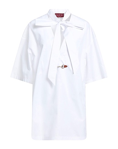 GUCCI Top White 100% Cotton, Cow leather