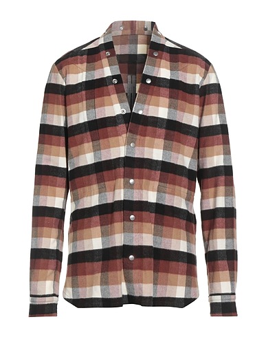 RICK OWENS Checked shirt Rust 100% Cotton