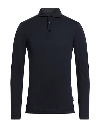 BOSS Polo shirt Midnight blue 100% Virgin Wool