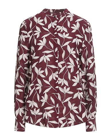 BOSS Floral shirts & blouses Burgundy 63% Viscose, 37% Silk