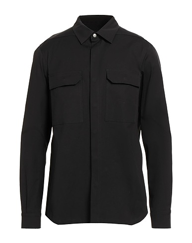 RICK OWENS Solid colour shirt Black 97% Cotton, 3% Elastane