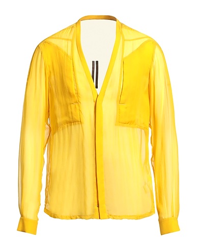 RICK OWENS Solid color shirt Yellow 100% Silk