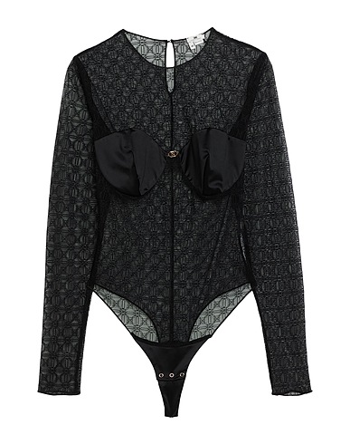 ELISABETTA FRANCHI TOPS & TEES Black 100% Polyamide, Elastane