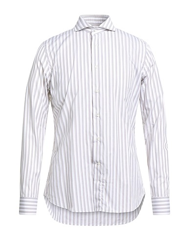 CANALI Striped shirt Light grey 100% Cotton