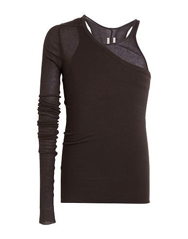 RICK OWENS T-shirt Dark brown 88% Viscose, 12% Silk