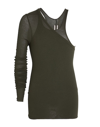 RICK OWENS Camiseta Verde oscuro 88% Viscosa, 12% Seda