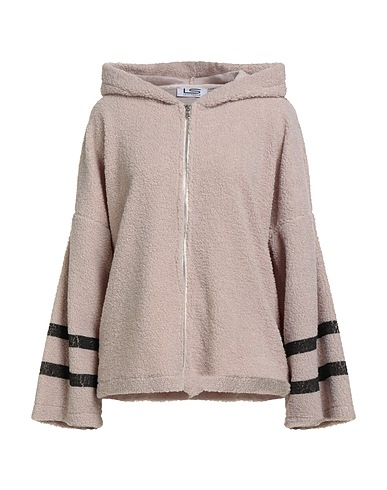 LE STREGHE Hooded track jacket  Light grey 100% Polyester