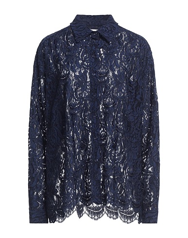 OTTOD'AME Lace shirts & blouses Navy 42% Nylon, 33% Cotton, 25% Viscose