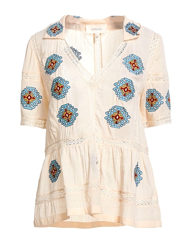 THE GREAT. Top Cream 53% Cotton, 47% Viscose