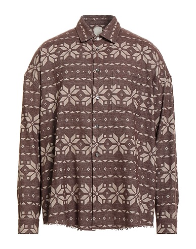 GIORGIO BRATO Patterned shirt Khaki 100% Cotton