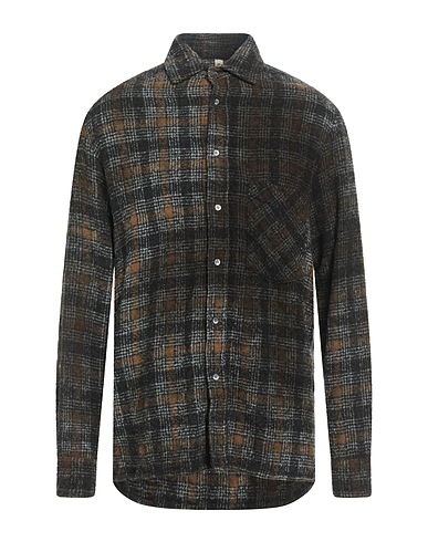 GIORGIO BRATO Checked shirt Charcoal 64% Wool, 27% Cashmere, 9% Polyamide
