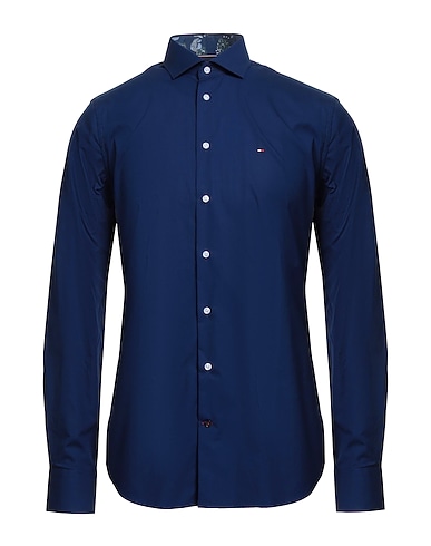 TOMMY HILFIGER Solid colour shirt BLU 100% Cotton