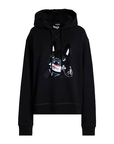 DSQUARED2 Hooded track jacket  Black 100% Cotton, Elastane