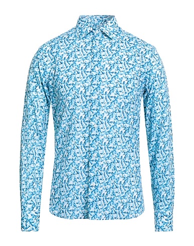 AVIGNON Εμπριμέ πουκάμισο Γαλάζιο 100% Λινό