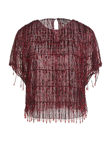 ELISABETTA FRANCHI Top Burgundy 100% Polyester, Plastic, Glass