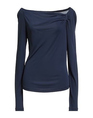 LES COPAINS Off-the-shoulder top Midnight blue 100% Viscose, Polyester