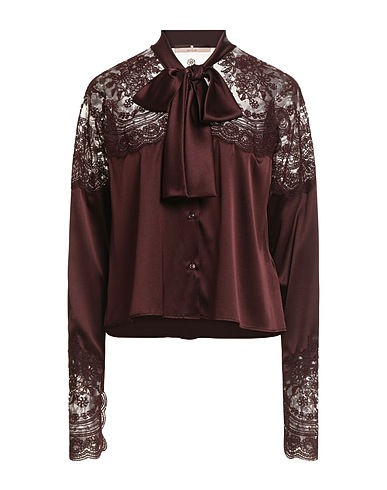ERMANNO SCERVINO Solid colour shirts & blouses Chocolate brown 93% Silk, 7% Elastane