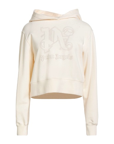 PALM ANGELS Hooded sweatshirt Ivory 100% Cotton, Elastane, Polyester