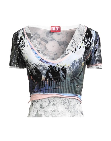DIESEL Crop top Black 85% Polyester, 15% Elastane, Cotton