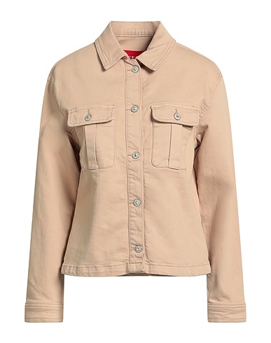 GUESS Denim shirt Beige 99% Cotton, 1% Elastane