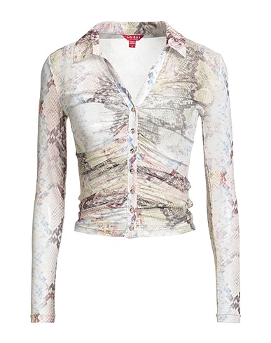 GUESS Shirts Light green 92% Polyester, 8% Elastane