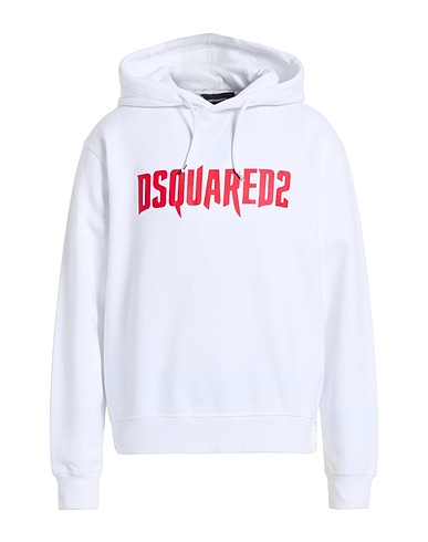 DSQUARED2 Hooded track jacket  White 100% Cotton, Elastane