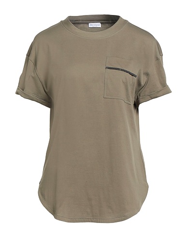 BRUNELLO CUCINELLI T-shirt Vert militaire 100% Coton, Ecobrass
