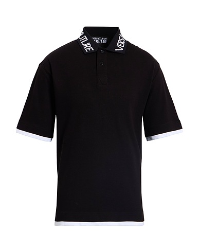 VERSACE JEANS COUTURE Poloshirt Schwarz 100% Baumwolle, Polyamid, Polyester, Elastan