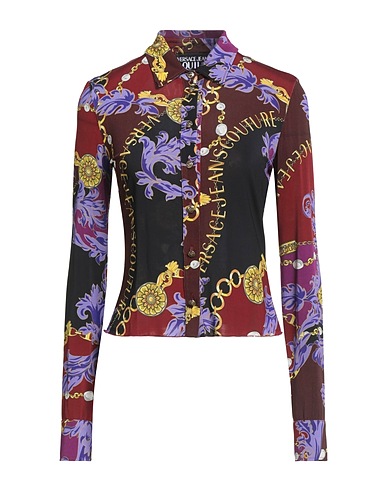 VERSACE JEANS COUTURE 柄入りシャツ＆ブラウス ブラウン レーヨン 90% / ポリウレタン 10%