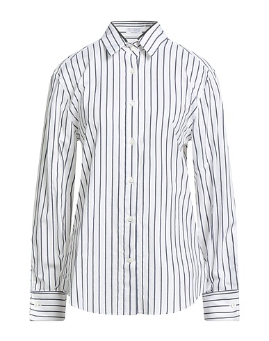 BRUNELLO CUCINELLI Striped shirt White 100% Cotton, Brass