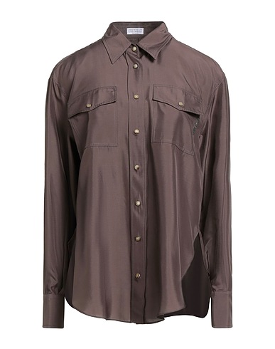 BRUNELLO CUCINELLI Silk shirts & blouses Taupe 100% Silk, Brass