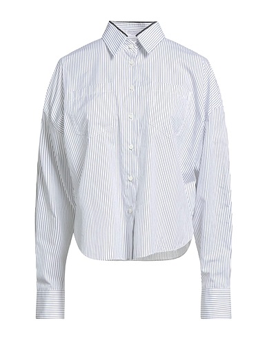 BRUNELLO CUCINELLI Striped shirt White 81% Cotton, 19% Silk, Brass