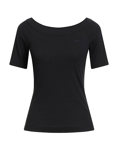 LEE T-shirt Black 60% Polyester, 34% Viscose, 6% Elastane