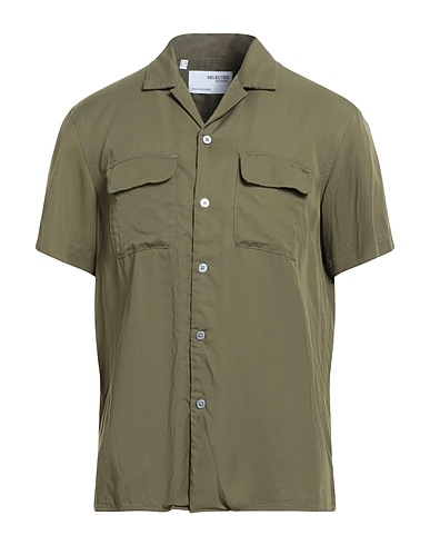 SELECTED HOMME Solid color shirt Military green 100% Tencel™