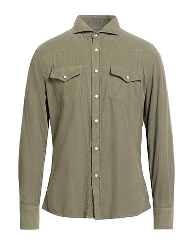 BRUNELLO CUCINELLI Solid color shirt Military green 100% Cotton