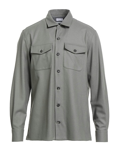 BRUNELLO CUCINELLI Solid color shirt Grey 100% Virgin Wool