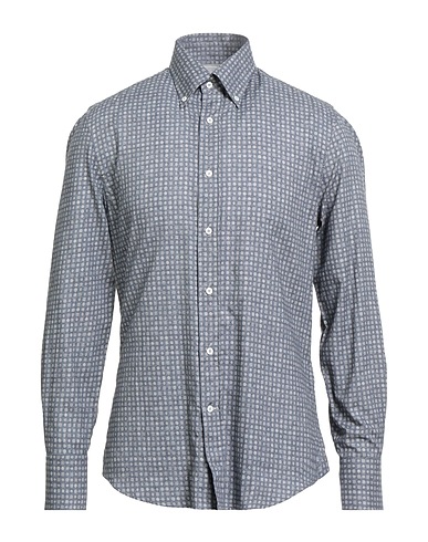 BRUNELLO CUCINELLI Patterned shirt Slate blue 100% Cotton