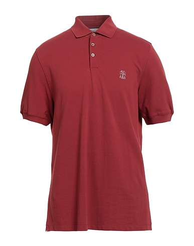 BRUNELLO CUCINELLI Polo shirt Brick red 100% Cotton