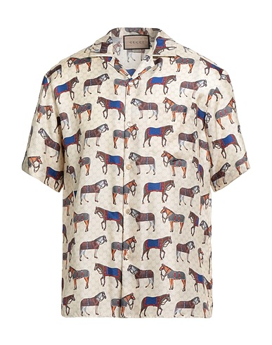 GUCCI Camicia fantasia Beige 100% Seta