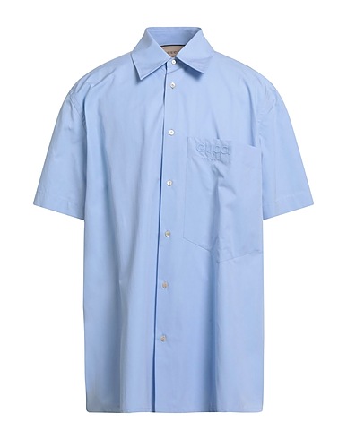 GUCCI Solid colour shirt Sky blue 100% Cotton