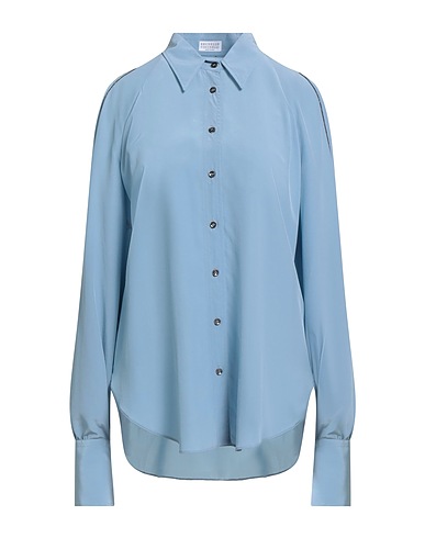 BRUNELLO CUCINELLI Camicie e bluse in seta Celeste 100% Seta, Ottone, Ecobrass