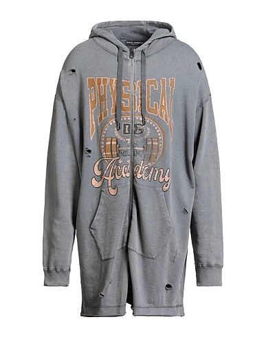 DOLCE&GABBANA Hooded sweatshirt Grey 100% Cotton, Elastane