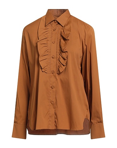 XACUS Shirts Camel 78% Cotton, 18% Polyamide, 4% Elastane