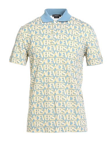 VERSACE Polo shirt Light blue 100% Cotton